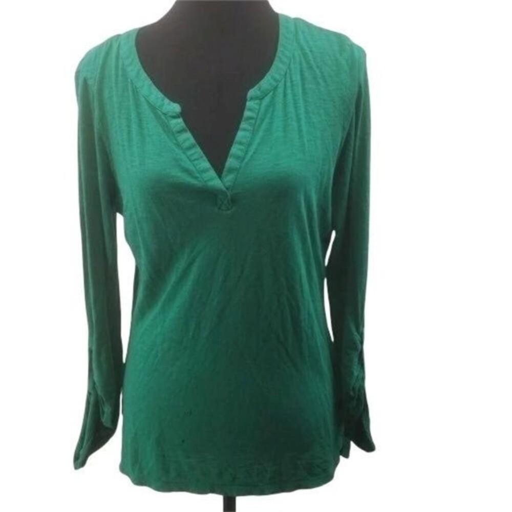 Chip & Pepper California Green Split V Neck Long Sleeve T Shirt sz M